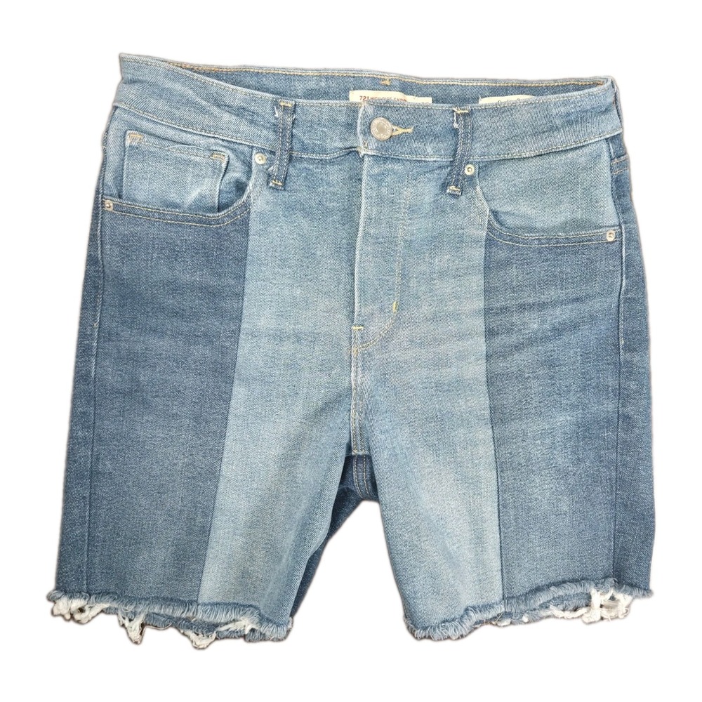 Levi's 721 Womens 29 High Rise Skinny Cut Off Japanese Denim 2 Tone 7" Shorts